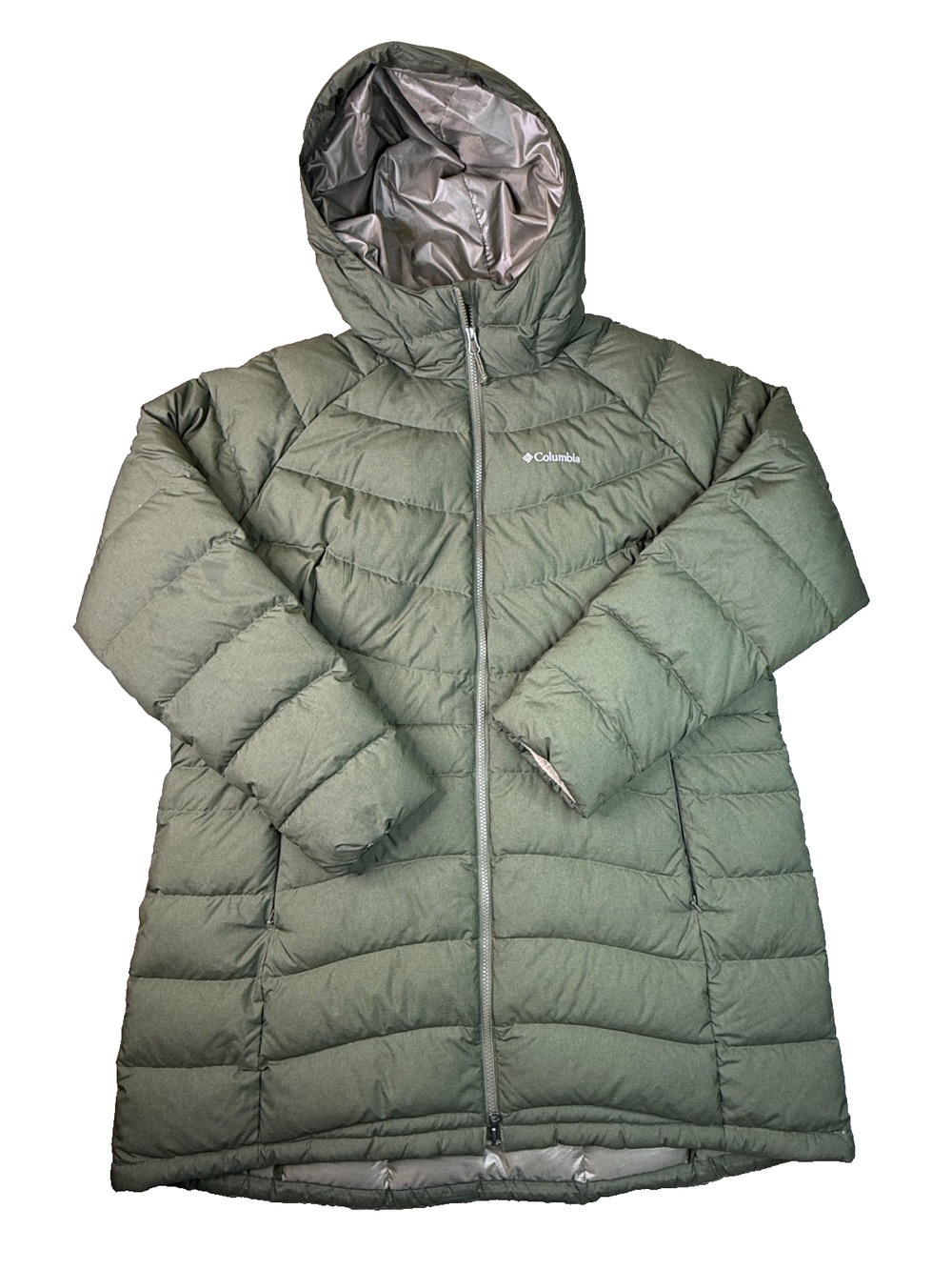 Columbia Women’s 2X 650 Down Pike Lake III Green Hooded Jacket Omni Heat Parka